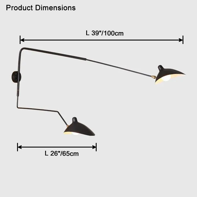 Aplique de pared articulado giratorio de doble brazo WOMO-WM6024