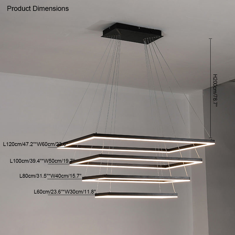 WOMO Lámparas Colgantes Rectangular Escalonado Negro-WM2120
