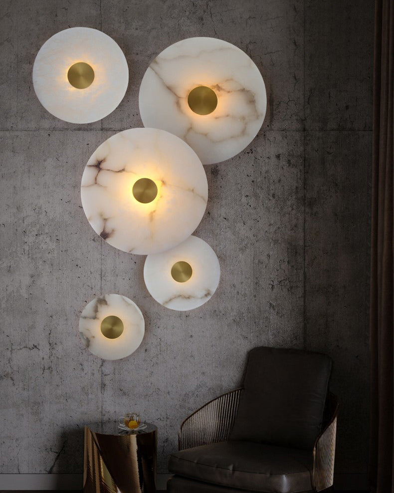 Aplique de pared WOMO Art Deco con disco de alabastro - WM6128