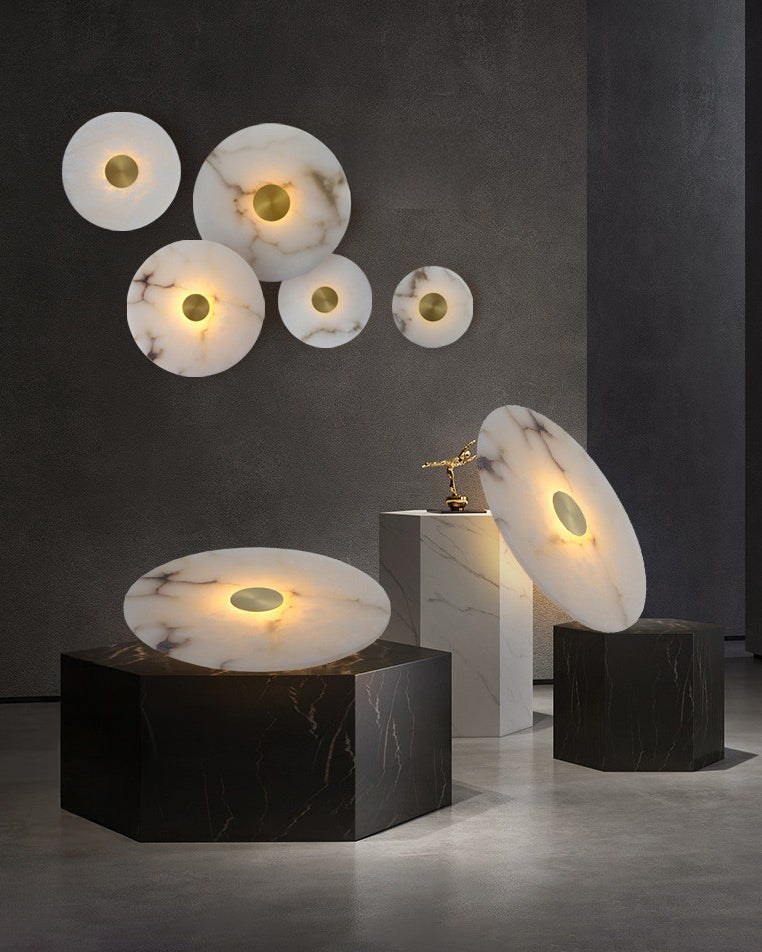 Aplique de pared WOMO Art Deco con disco de alabastro - WM6128