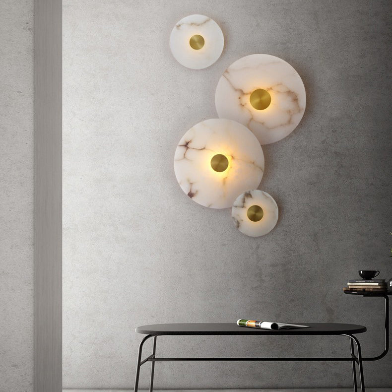 Aplique de pared WOMO Art Deco con disco de alabastro - WM6128