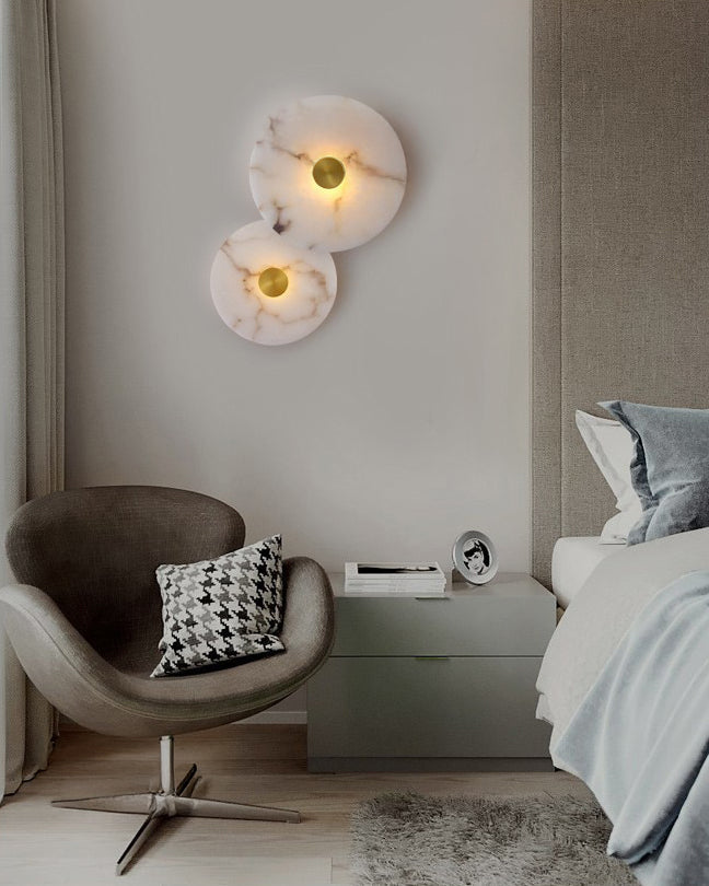 Aplique de pared WOMO Art Deco con disco de alabastro - WM6128