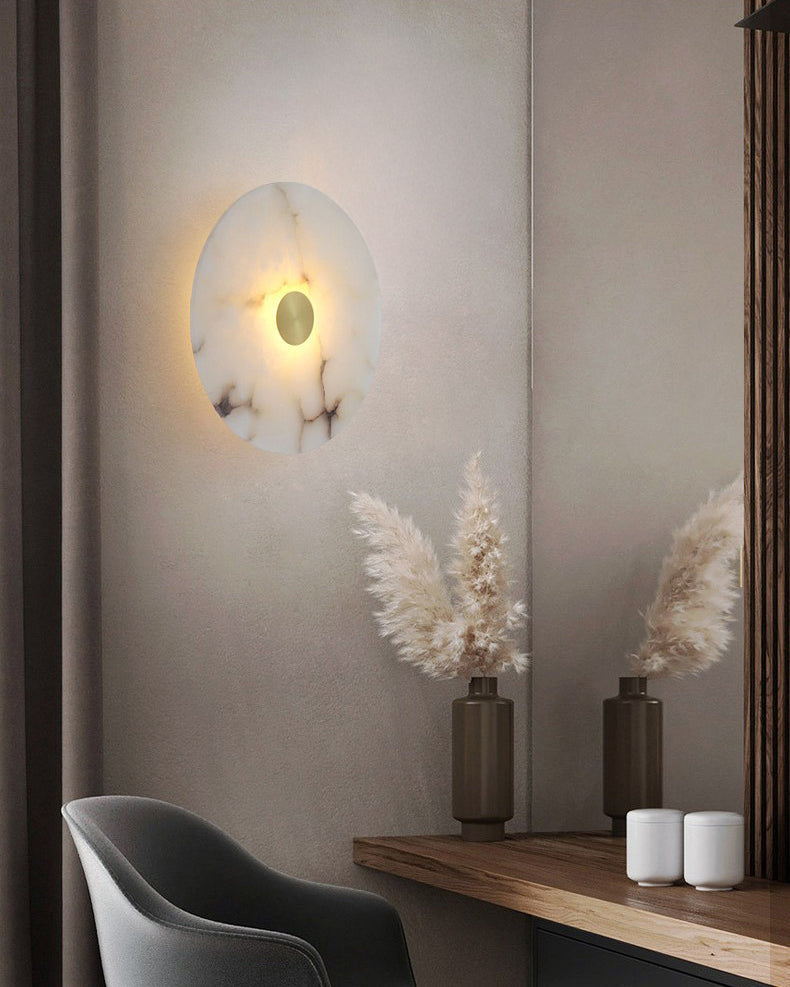 Aplique de pared WOMO Art Deco con disco de alabastro - WM6128