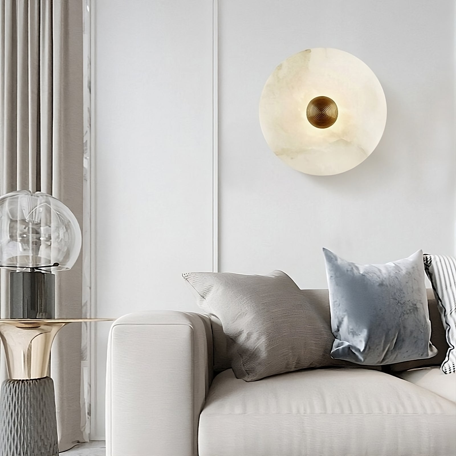 Aplique de pared WOMO Art Deco con disco de alabastro - WM6128