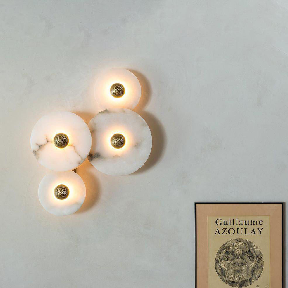 Aplique de pared WOMO Art Deco con disco de alabastro - WM6128