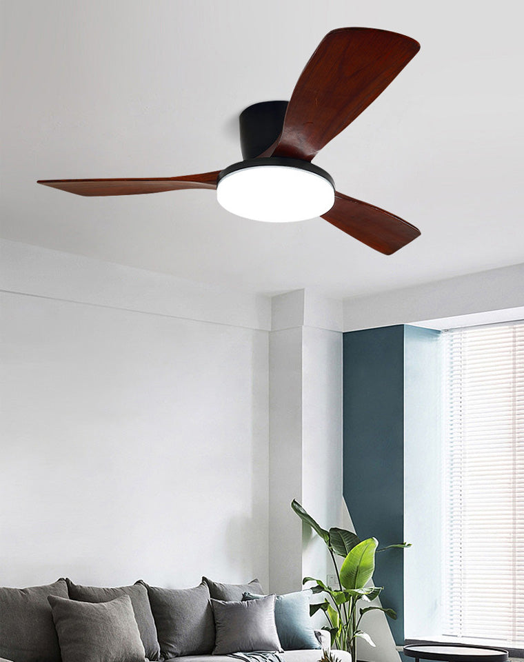 WOMO Ventiladores de techo con luz con 3 Aspas de Madera, Perfil Bajo - WM5058