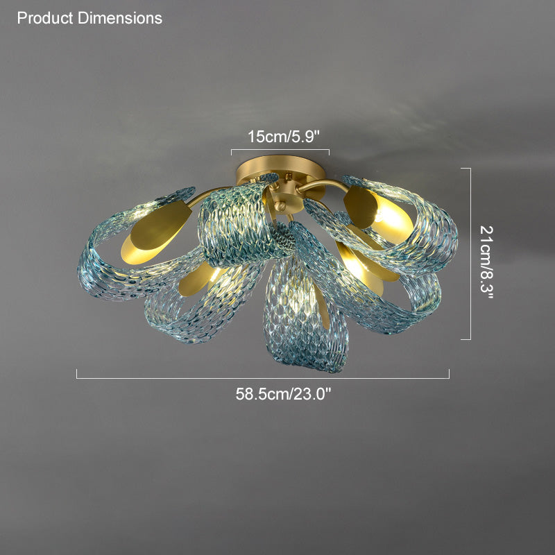WOMO Peacock Marine Glass Semi-Flush Ceiling Light - WM1111