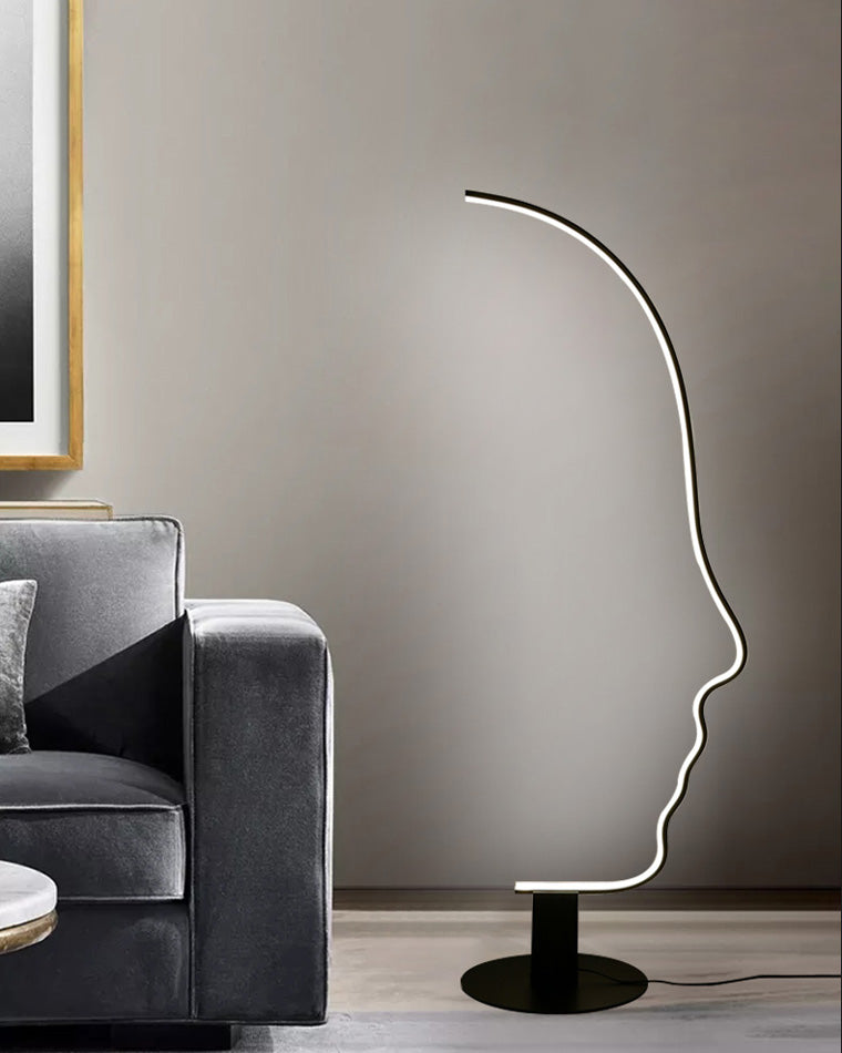 Lámpara de pie escultural con perfil facial WOMO-WM7002