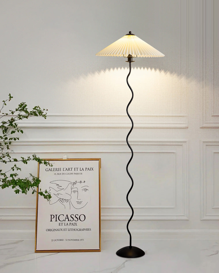 WOMO Lámpara de pie con diseño plisado y garabato - WM7011