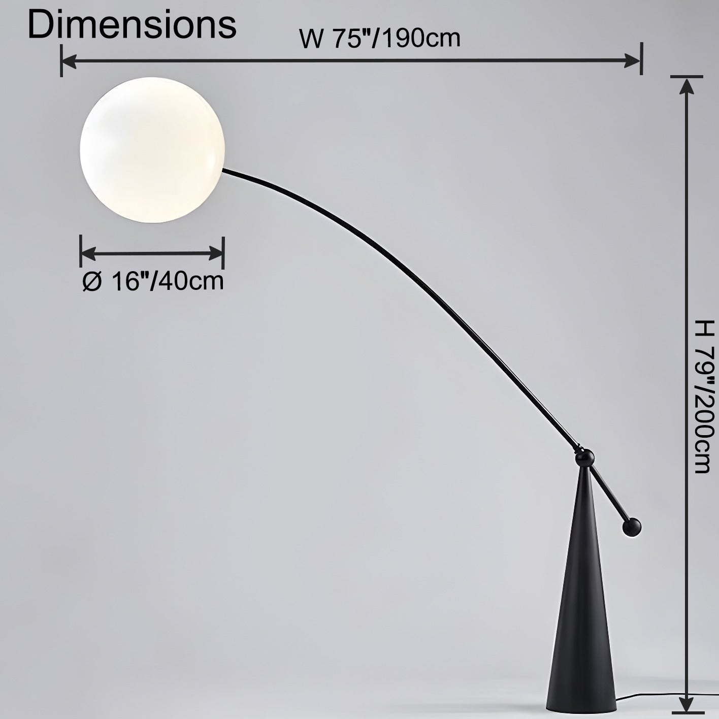 WOMO Cantilever Floor Lamp with Glass Globe - WM7129