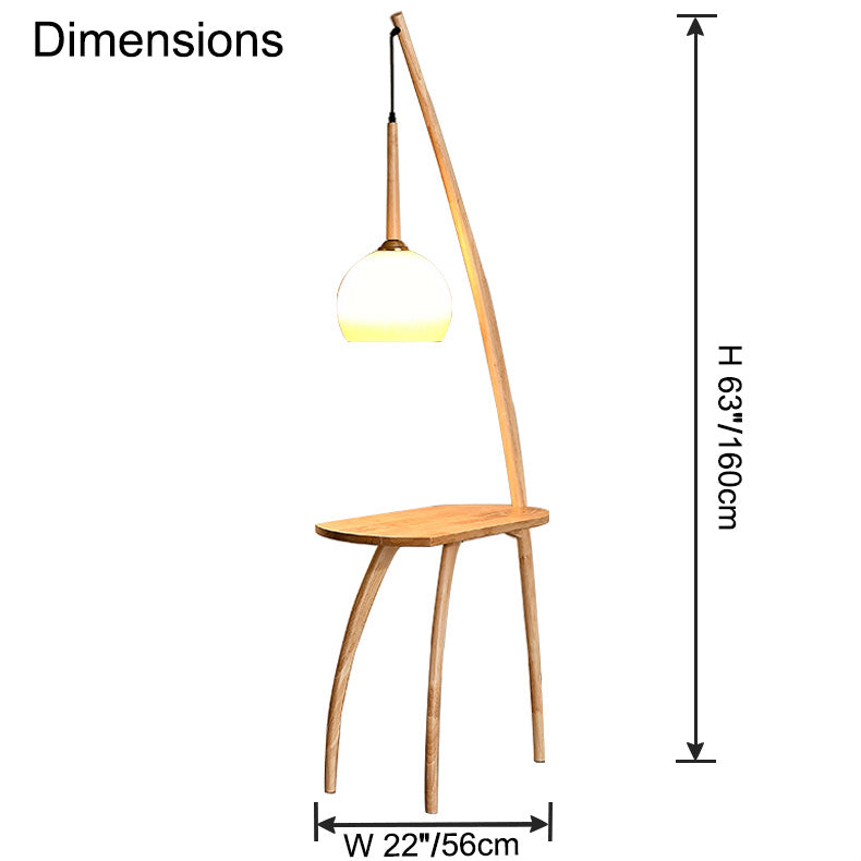WOMO Wooden Hanging Floor Lamp with Table - WM7130