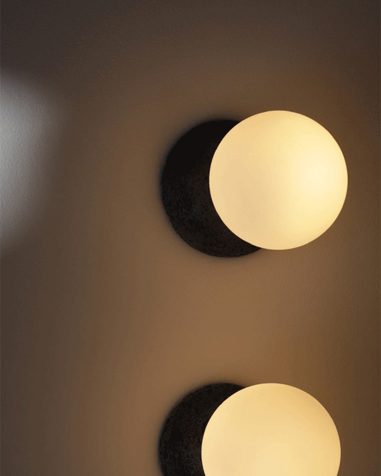 Aplique de pared WOMO con globo de cristal blanco y negro - WM6103