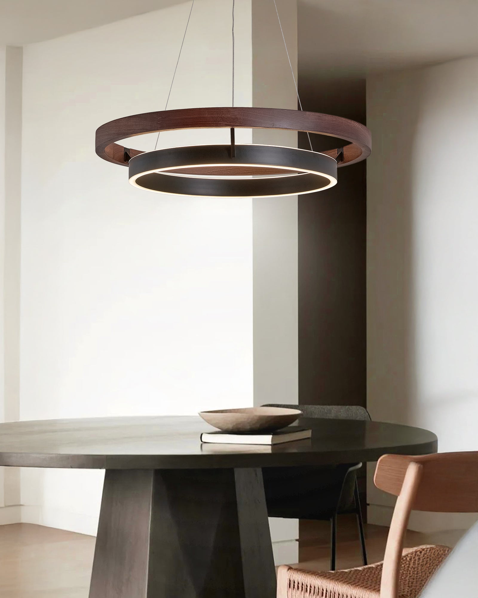 WOMO Lámparas Colgantes LED Circular de Madera - WM2492