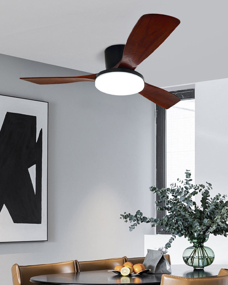 WOMO Ventiladores de techo con luz con 3 Aspas de Madera, Perfil Bajo - WM5058