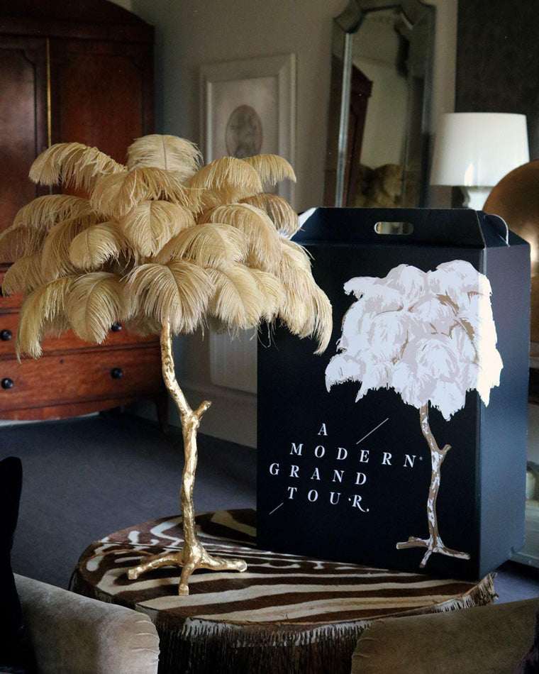 WOMO Lámparas de mesa Árbol de Palma con Plumas - WM8016
