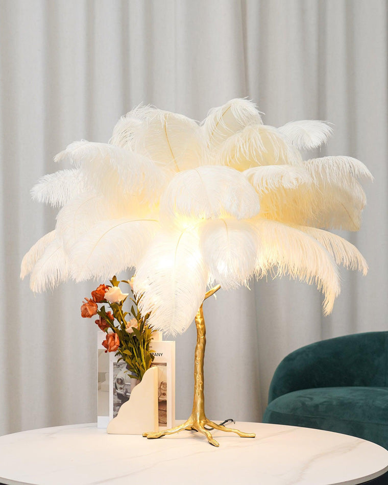 WOMO Lámparas de mesa Árbol de Palma con Plumas - WM8016