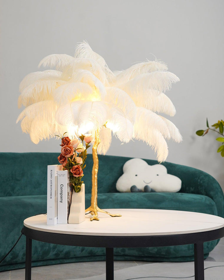 WOMO Lámparas de mesa Árbol de Palma con Plumas - WM8016