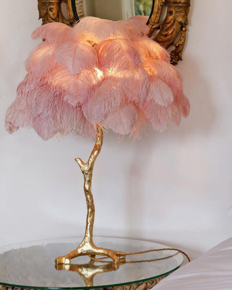 WOMO Lámparas de mesa Árbol de Palma con Plumas - WM8016