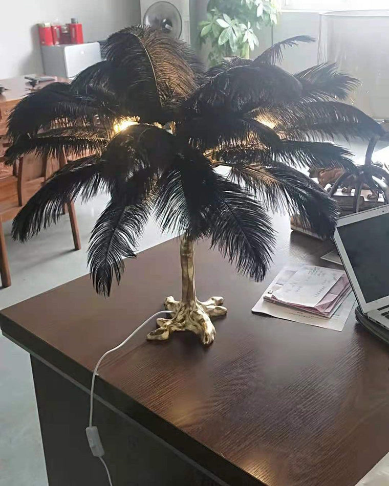 WOMO Lámparas de mesa Árbol de Palma con Plumas - WM8016