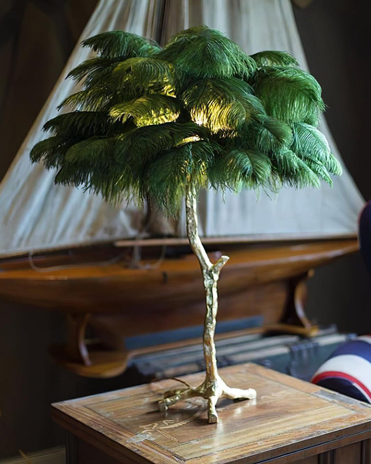 WOMO Lámparas de mesa Árbol de Palma con Plumas - WM8016