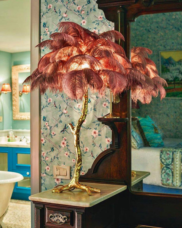 WOMO Lámparas de mesa Árbol de Palma con Plumas - WM8016