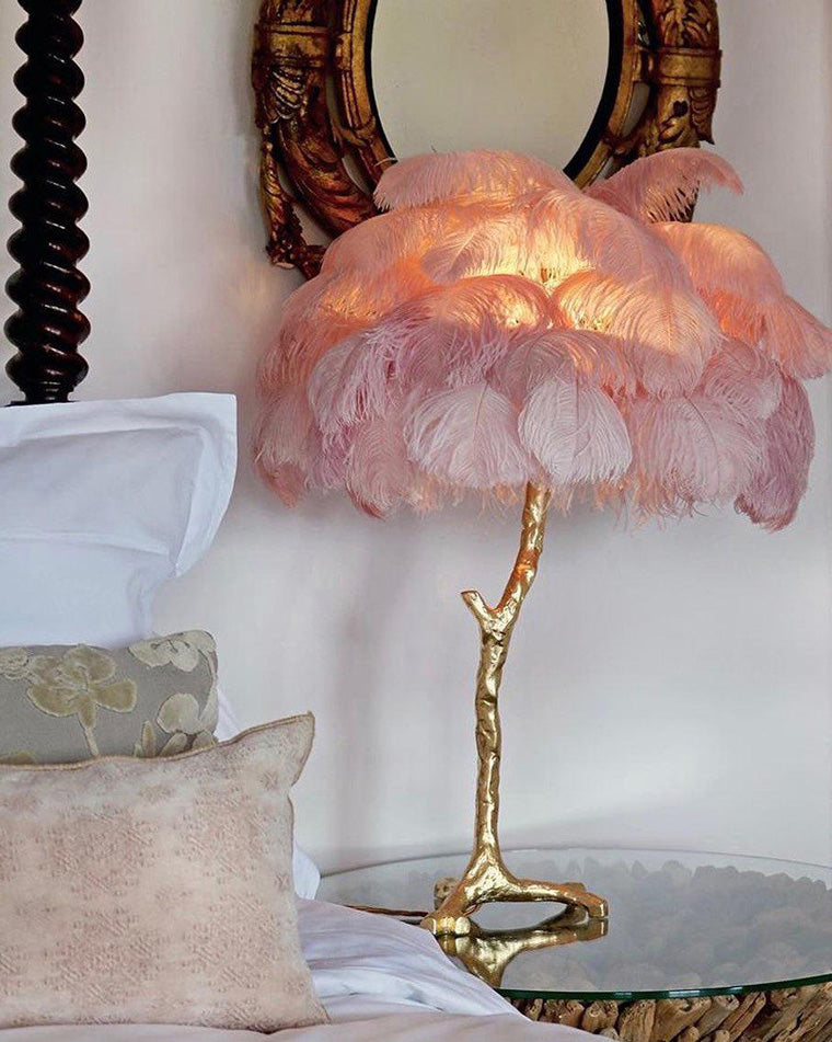WOMO Lámparas de mesa Árbol de Palma con Plumas - WM8016