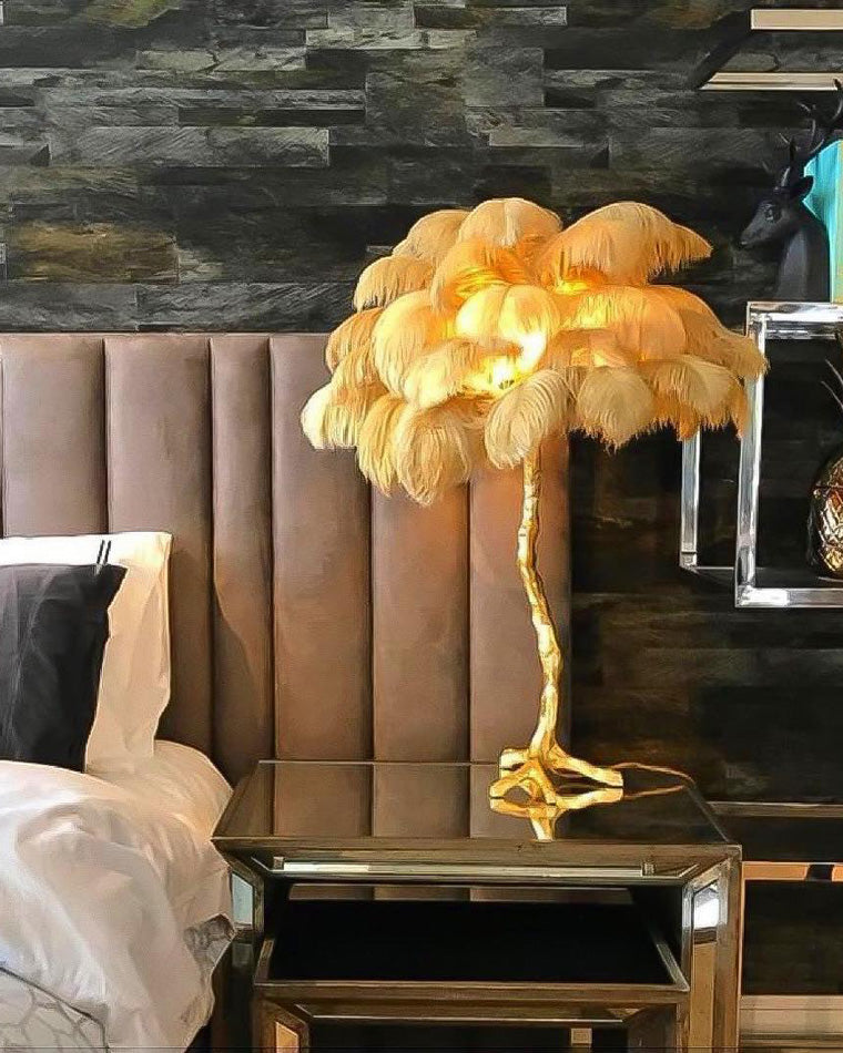 WOMO Lámparas de mesa Árbol de Palma con Plumas - WM8016