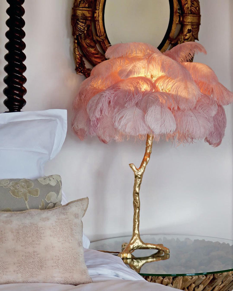 WOMO Lámparas de mesa Árbol de Palma con Plumas - WM8016