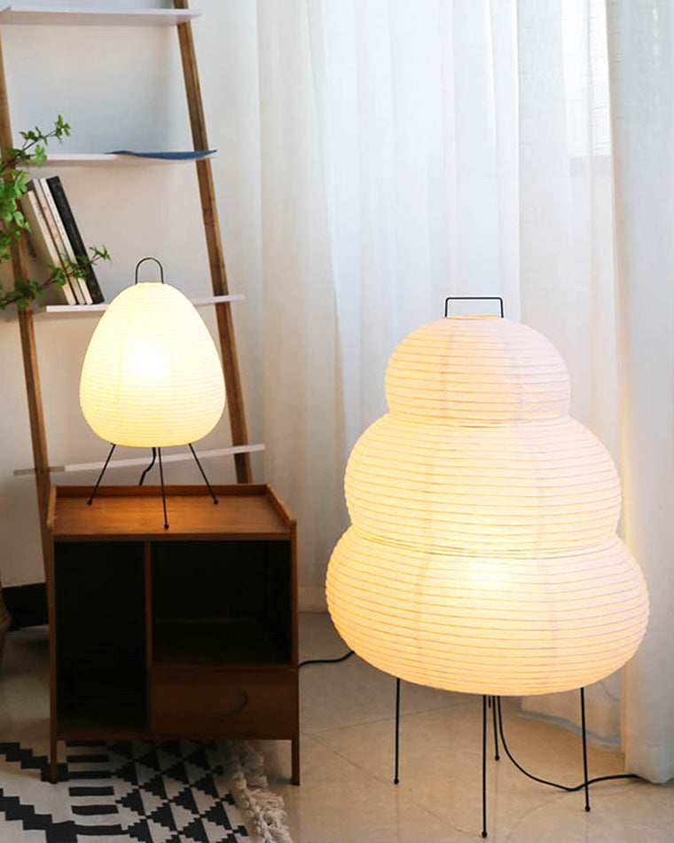 Lámpara de mesa tipo farol de papel con trípode japonés WOMO-WM8023