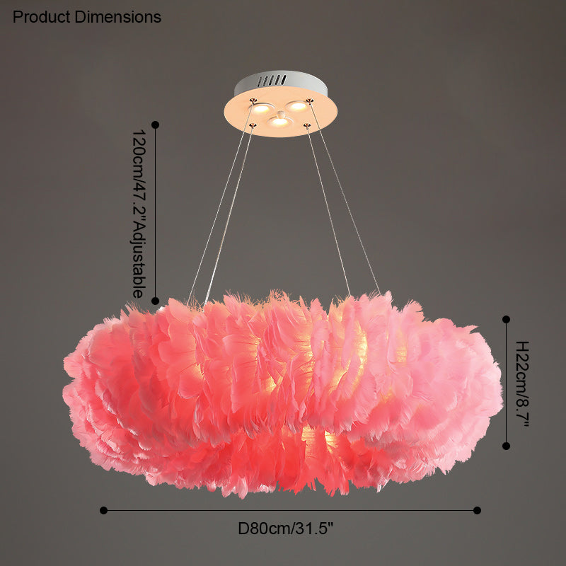 WOMO Lámparas Colgantes Redonda de Plumas-WM2060