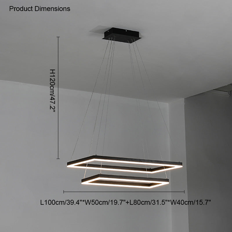 WOMO Lámparas Colgantes Rectangular Escalonado Negro-WM2120