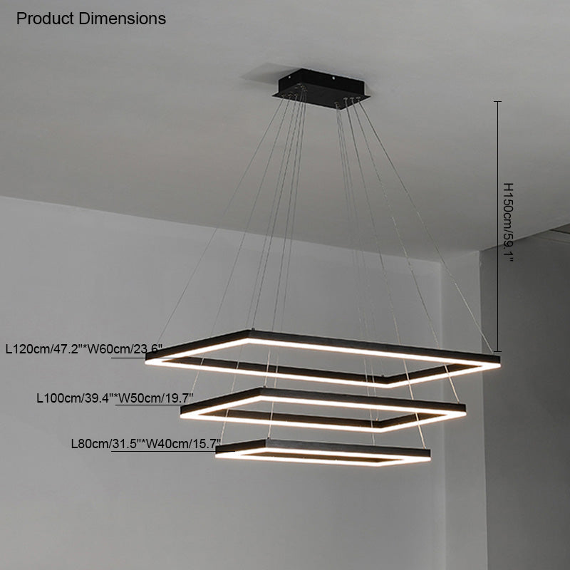 WOMO Lámparas Colgantes Rectangular Escalonado Negro-WM2120