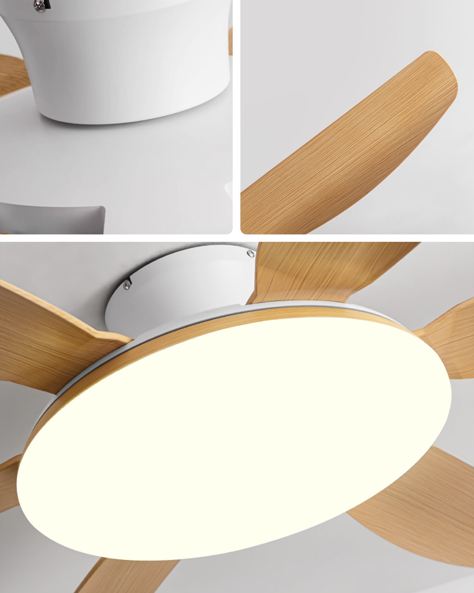 Ventilador de techo WOMO de 6 aspas de perfil bajo con luz brillante - WM5191