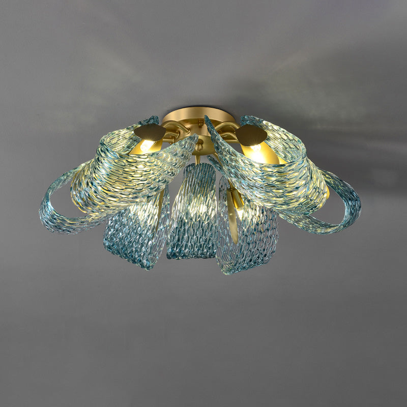 WOMO Peacock Marine Glass Semi-Flush Ceiling Light - WM1111