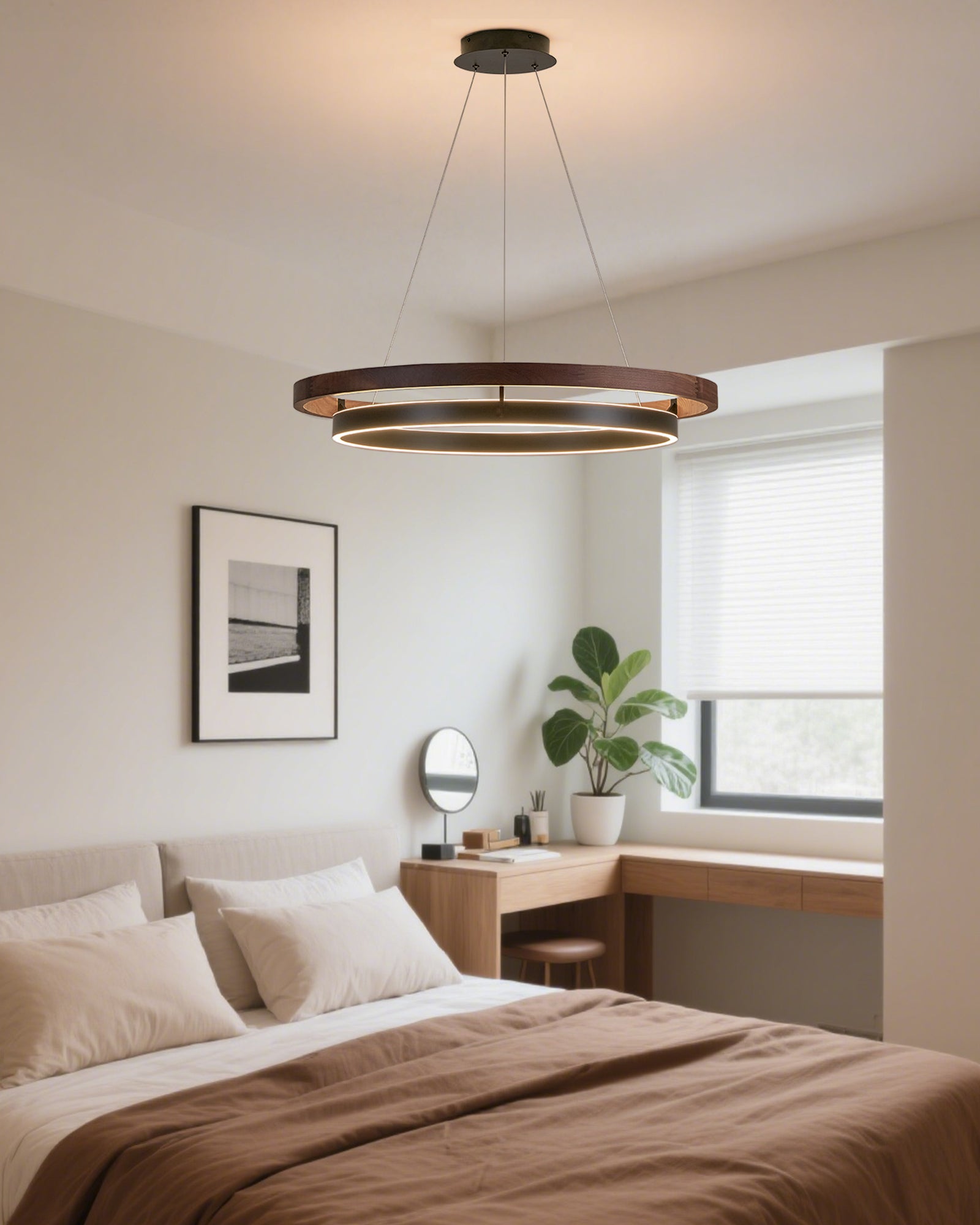WOMO Lámparas Colgantes LED Circular de Madera - WM2492