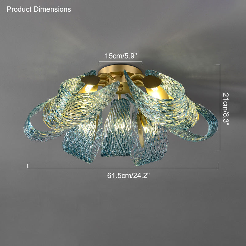 WOMO Peacock Marine Glass Semi-Flush Ceiling Light - WM1111