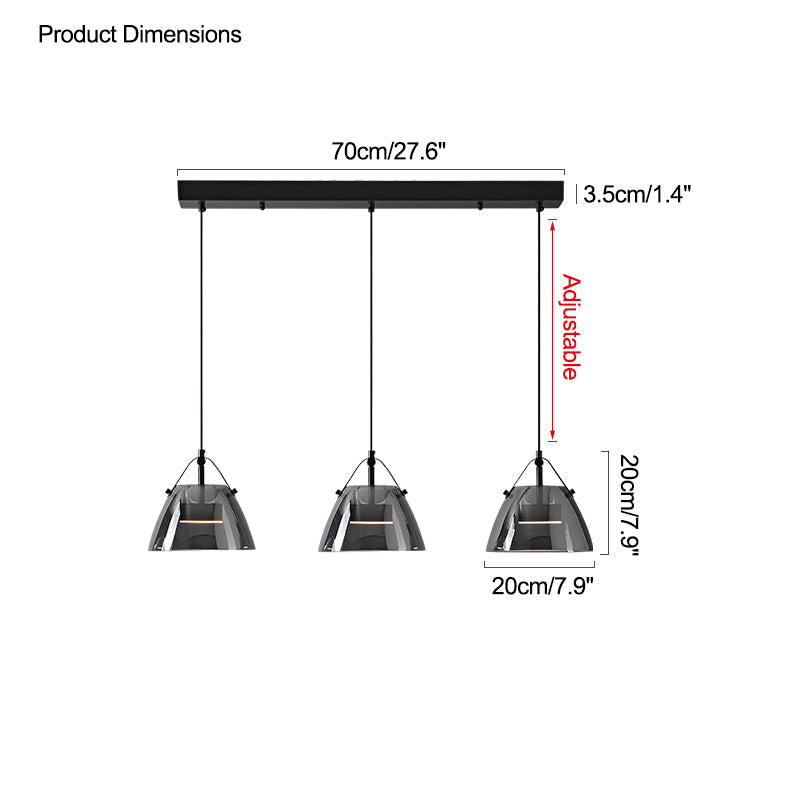 Lámpara colgante WOMO de 3 luces con cristal ahumado - WM2238