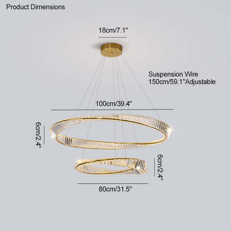 WOMO Lámparas Colgantes Circular Prisma de Cristal Möbius-WM2191