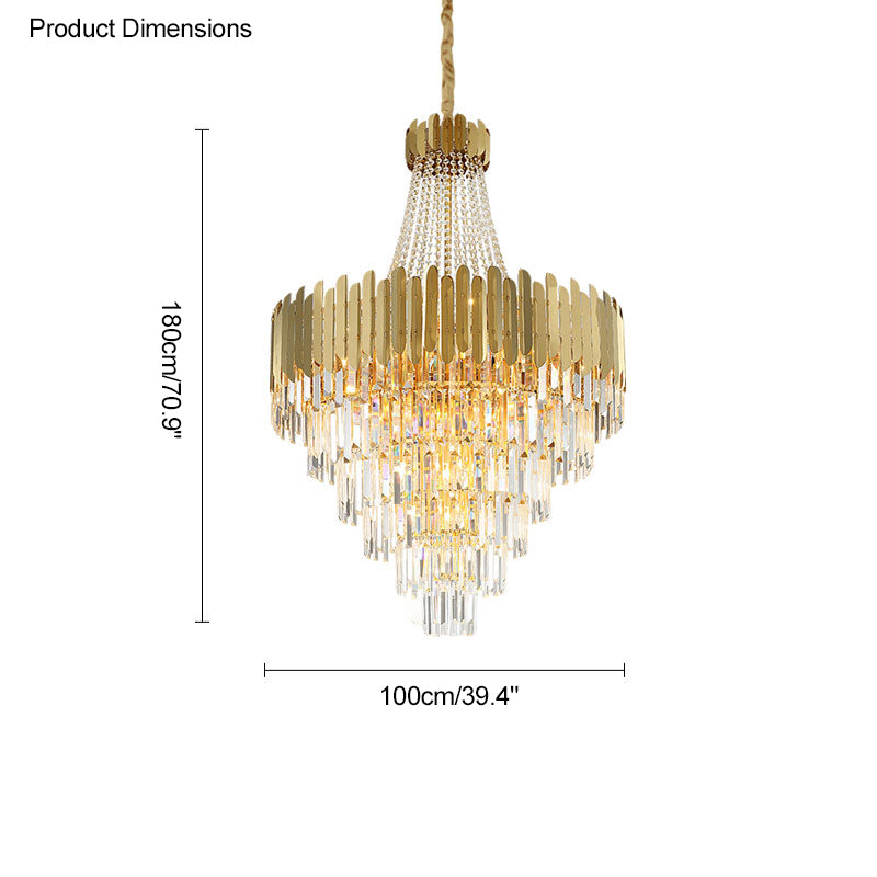 Lámpara de araña escalonada de cristal dorado WOMO-WM2207
