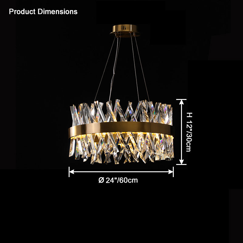 Lámpara de araña redonda WOMO Gold Crystal Prism - WM2359