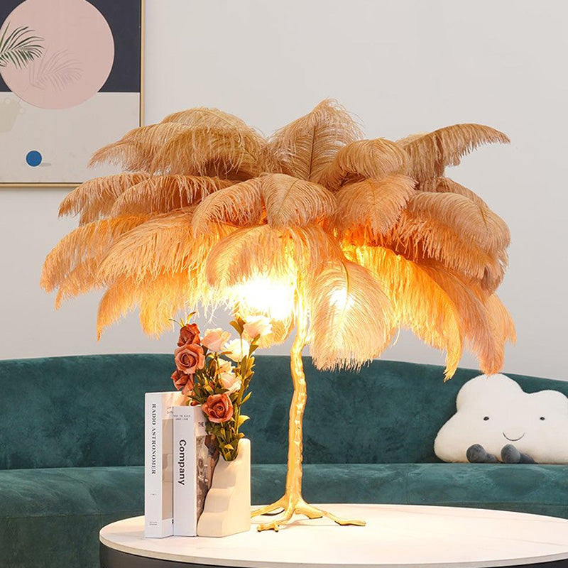 WOMO Lámparas de mesa Árbol de Palma con Plumas - WM8016