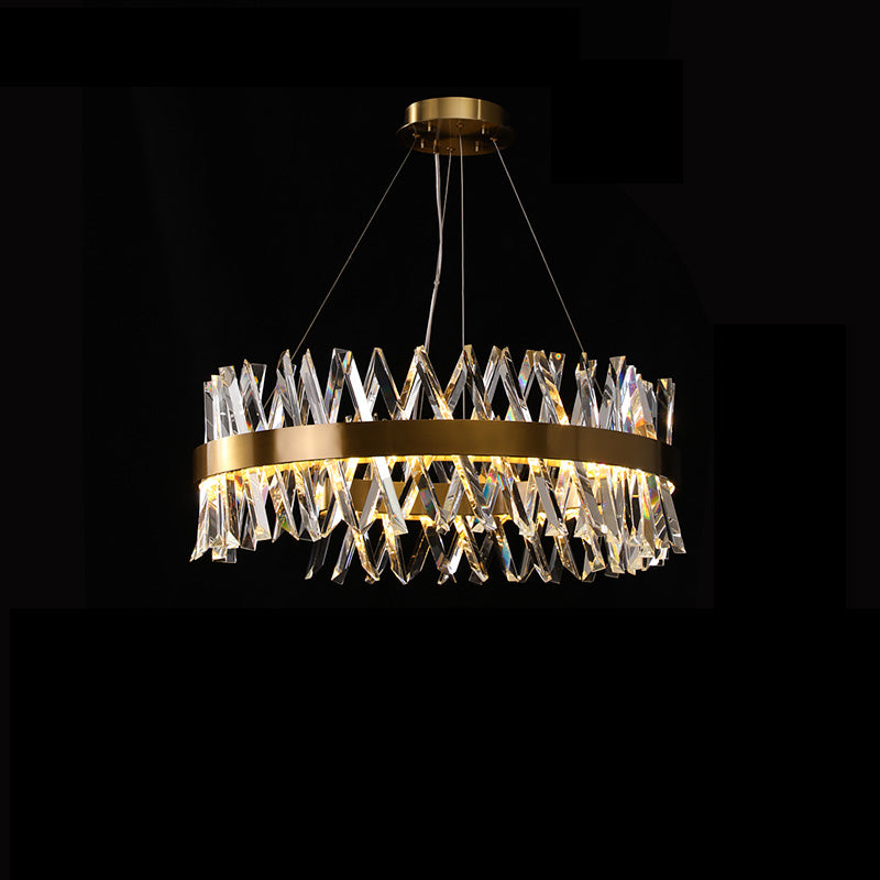 Lámpara de araña redonda WOMO Gold Crystal Prism - WM2359