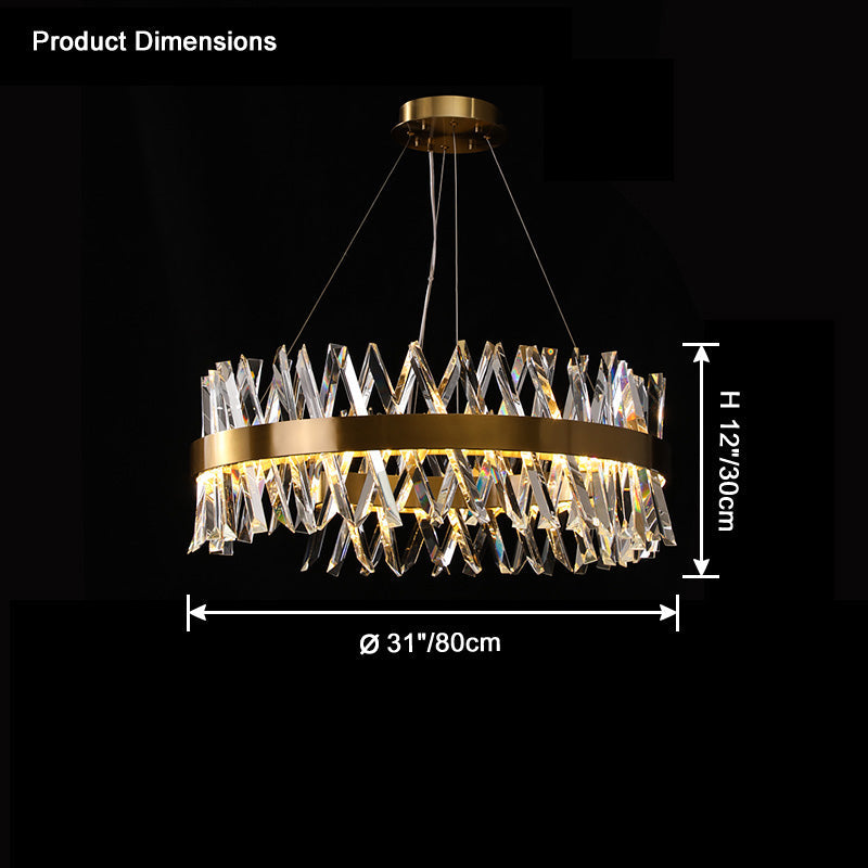 Lámpara de araña redonda WOMO Gold Crystal Prism - WM2359