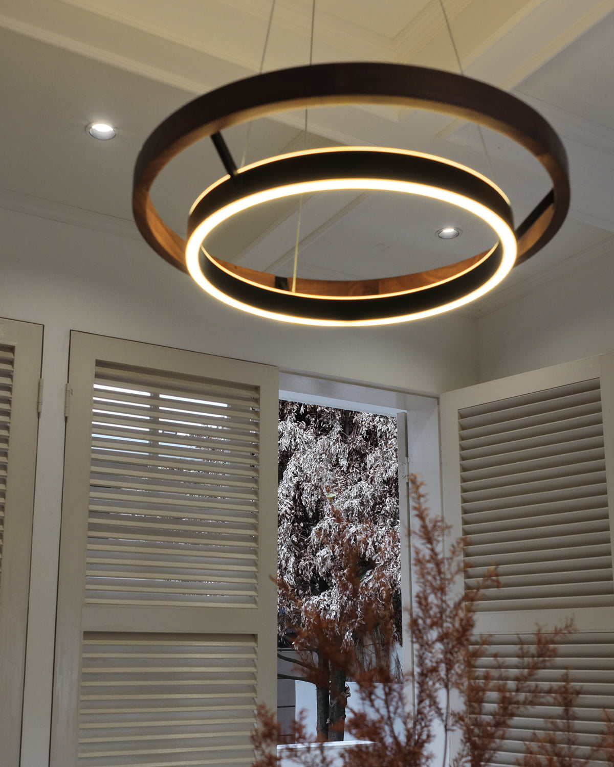WOMO Lámparas Colgantes LED Circular de Madera - WM2492