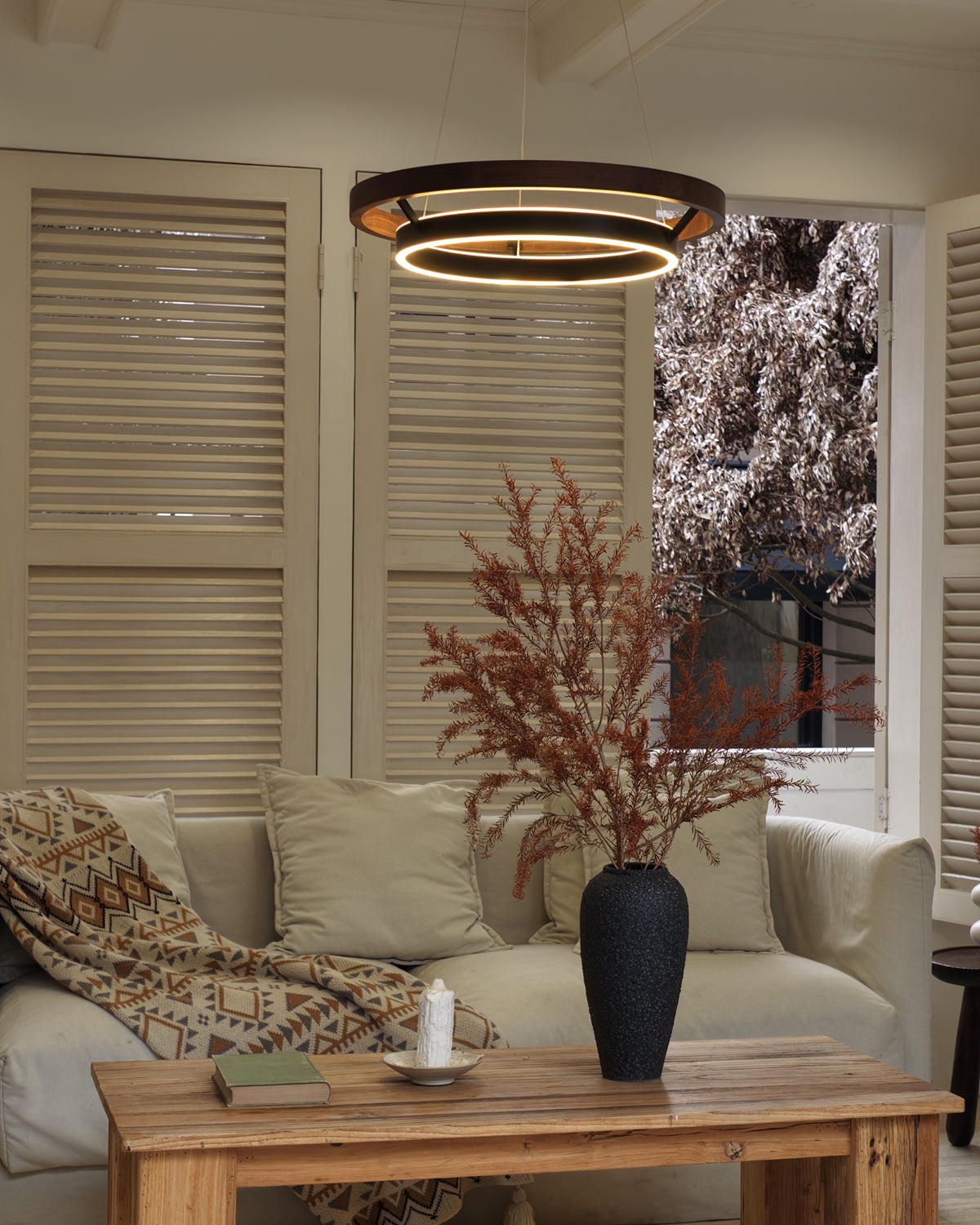 WOMO Lámparas Colgantes LED Circular de Madera - WM2492