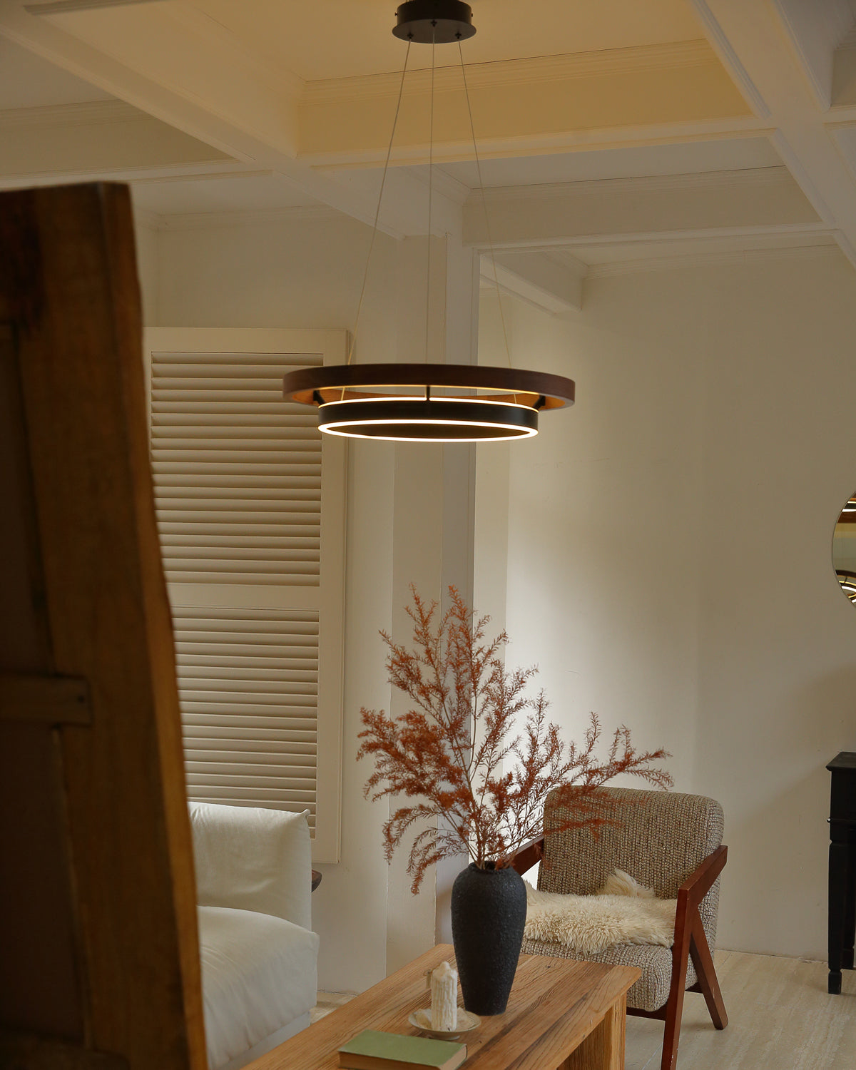 WOMO Lámparas Colgantes LED Circular de Madera - WM2492