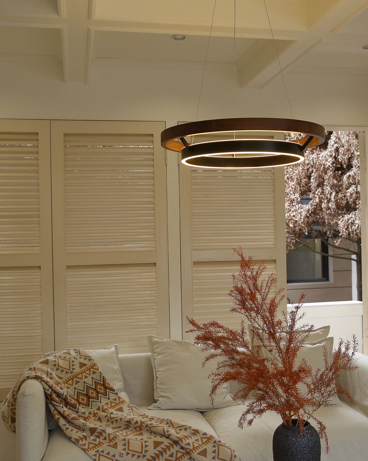 WOMO Lámparas Colgantes LED Circular de Madera - WM2492