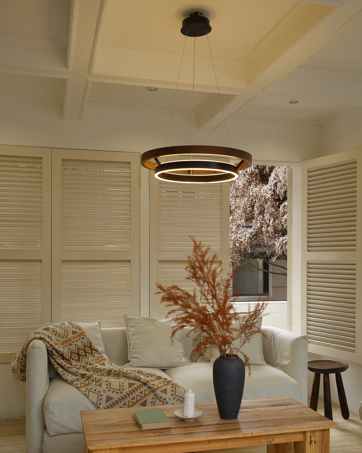 WOMO Lámparas Colgantes LED Circular de Madera - WM2492