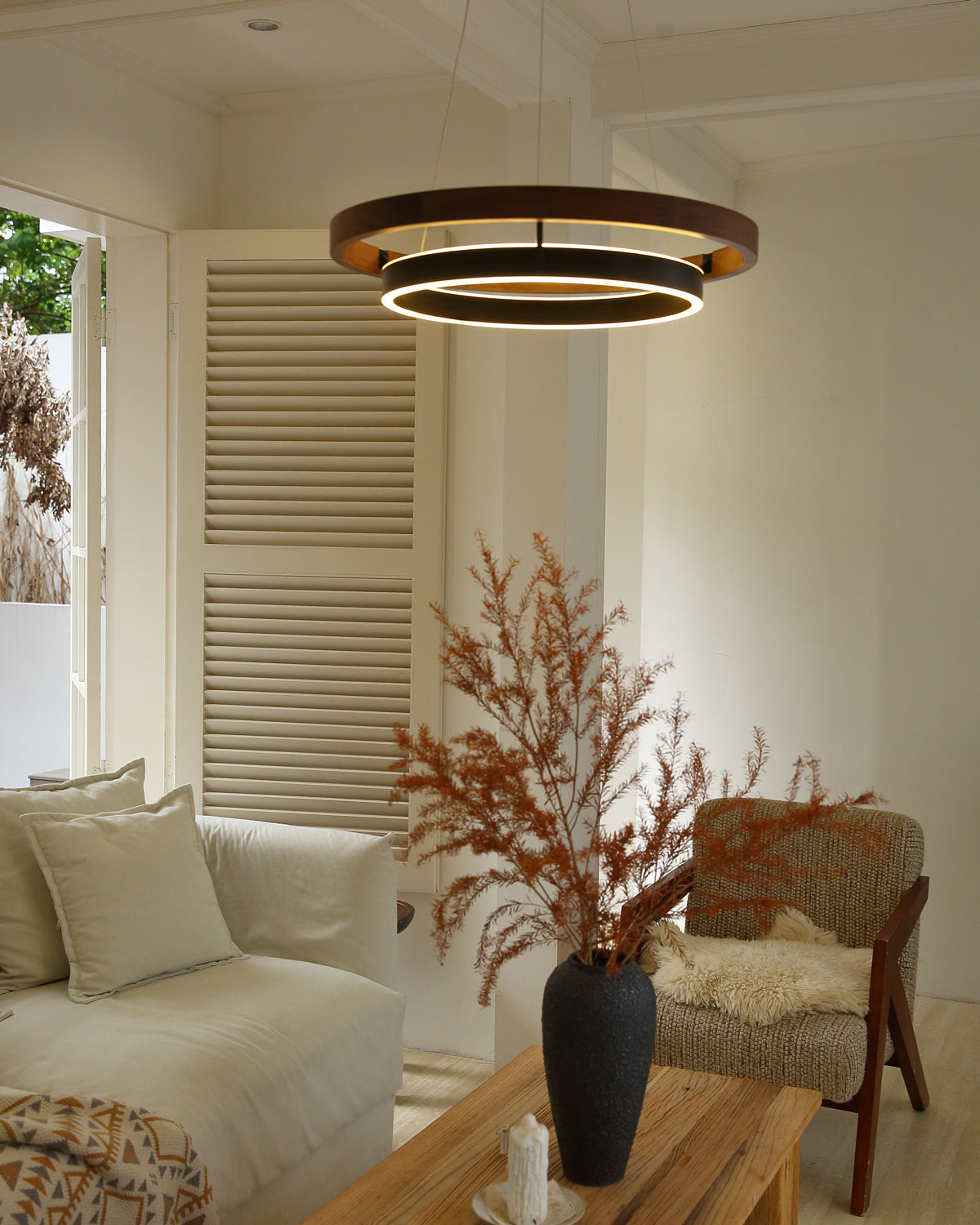 WOMO Lámparas Colgantes LED Circular de Madera - WM2492