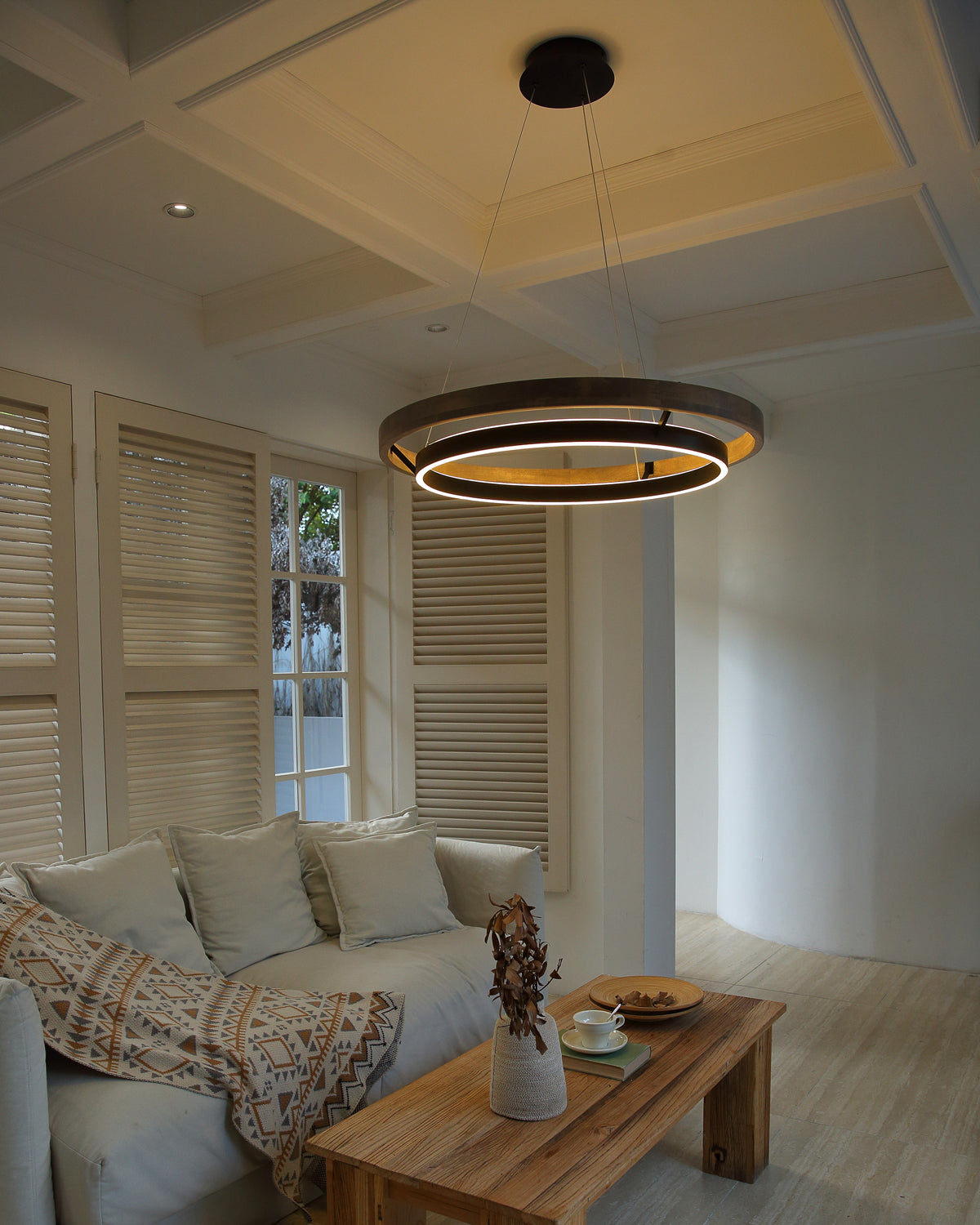 WOMO Lámparas Colgantes LED Circular de Madera - WM2492